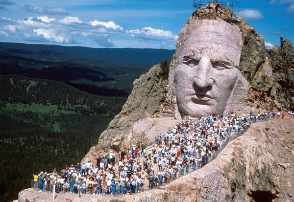 The Crazy Horse monument in South Dakota has been in progress since 1948 and is far from completion, even though Mt Rushmore took only 14 years to finish.  This Lakota warrior led his tribe numerous times against settlers and miners.