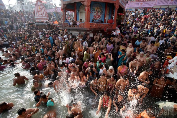 Millions of Hindu devotees make a pilgrammage to the River Ganges to cleanse them of their sins.