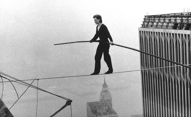 French "daredevil" Philippe Petit was admired by the public in 1974 when he illegally walked a tightrope between the Twin Towers of the World Trade Center.  Expelled from 5 schools when he was growing up and arrested over 500 times, he admits he doesn't like "authority".