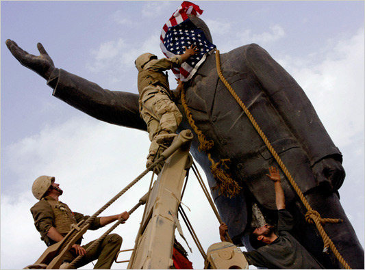 Ten years after US Marines toppled the statue of Saddam Hussein, Iraq remains a divided country w/out a real identity, a flag or an anthem.  For some, April 9, 2013 was a day of liberation from an oppressive regime.  For others, it will only be a reminder of the death, destruction and occupation that followed.