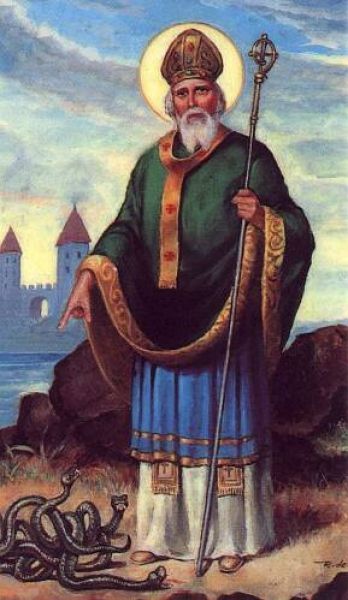 Saint Patrick is credited with bringing Christianity to Ireland and ridding the country of the Druids, who he called "snakes". Druids were priests of the Celtic society and were teachers of moral philosophy and science.  According to the legend, Saint Patrick supposedly stamped his staff on the ground when he encountered a Druid who would not convert. He would then walk away, and his followers would attack and kill the non-believer.