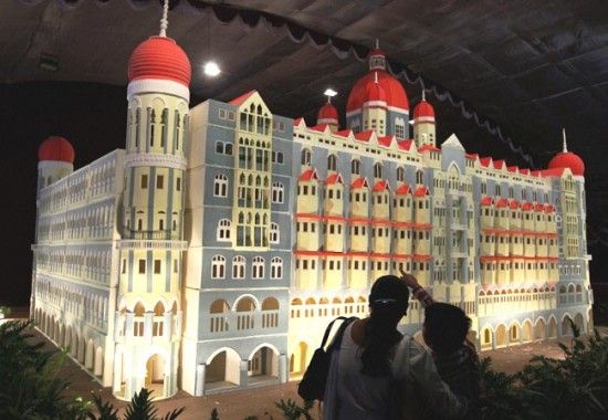 Annual cake show in Bangalore, India represents different cultures and faiths from around the world.  This is a replica of Mumbai's Taj Mahal Palace Hotel made from five tons of sugar.