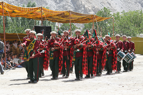 There are more than 20 bagpipe and drum bands in Sialkot, Pakistan (the largest producer of bagpipes in the world)
