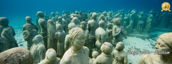 A monumental underwater museum was formed in the waters surrounding Cancun to help lure tourists away from fragile coral reefs
