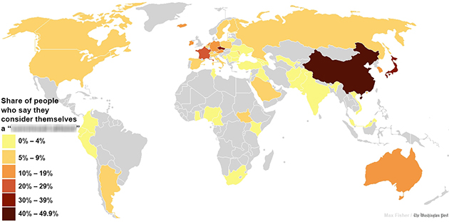 After Christianity and Islam, Atheism is the 3rd largest "faith" with  16 percent of the world's population.  But in many countries it is still "illegal" to be an atheist, and one could be subject to the death penalty in the following countries: Afghanistan, Iran, Maldives, Mauritania, Pakistan, Saudi Arabia, and Sudan.  Also,some countries like Bangladesh, Egypt, and Kuwait make it illegal to publish atheist materials, while in the US, it illegal for an atheist to hold public office in 7 states:  Arkansas, Maryland, Mississippi, Tennessee, Texas, Pennsylvania and South Caroliina.