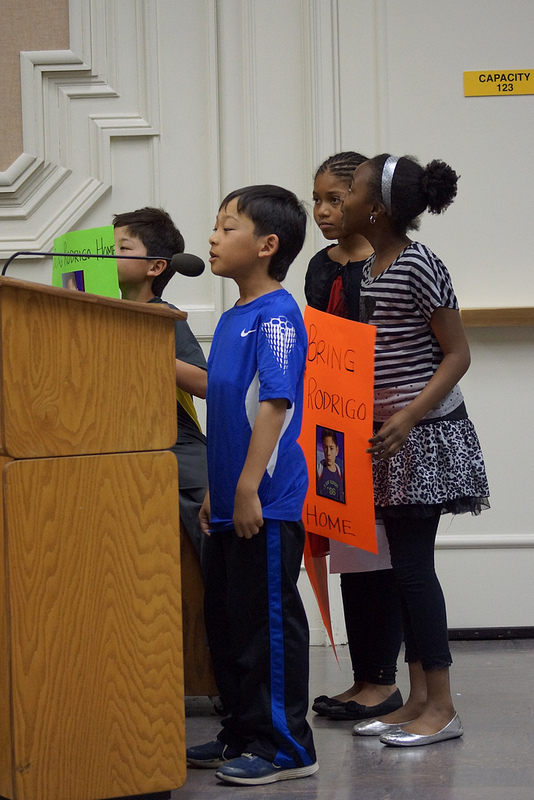 Fourth graders in Berkeley, CA have started a campaign to bring their former classmate, Rodrigo Guzman, back home.  His family was deported to Mexico in January when their visa expired, and they can't reapply for entry for 5 years.  Rodrigo was born in the US, does not speak Spanish well and is having a major difficulty adjusting to a new life in Mexico.  His friends believe that no matter how he got to the US, he belongs there now.  http://www.bringrodrigohome.org/# http://www.bringrodrigohome.org/#