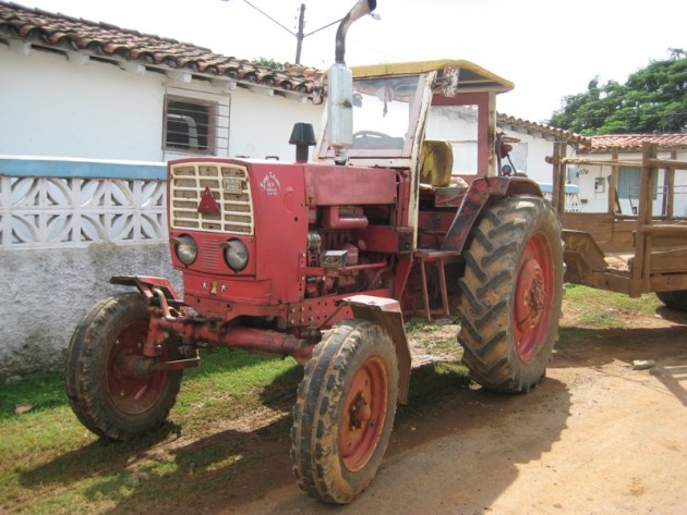 Most Cuban farmers are still using old Russian tractors from the 1940's and 1950's with original plow and cart.    They have had to learn how to repair the equipment themselves because spare parts are hard to find.  