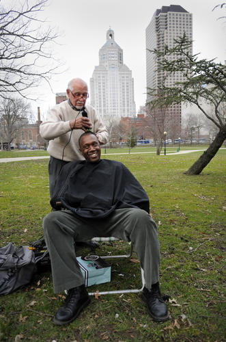 Every Wednesday, Anthony Cymerys, also known as "Joe the Barber", sets up a folding chair in the local park, hooks up his hair clippers to a car battery, and begins cutting the hair of the homeless of Hartford, Connecticut.  He has been doing this for 25 years.  He also gives them a hug (the only payment he requires).  Most of them are so used to being avoided that it means the world to them to just be touched.