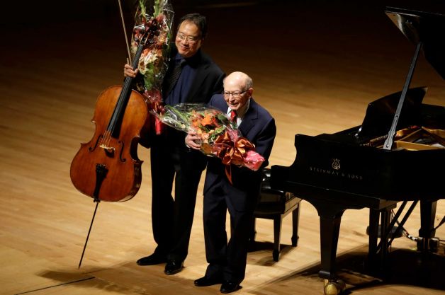 A 90-year-old Holocaust survivor, George Horner, recently made his orchestral debut with renowned cellist Yo-Yo Ma to benefit a foundation dedicated to preserving the work of artists and musicians killed by the Nazis. During the war, Horner played piano and accordion at the Czech Terezin concentration camp to entertain the Nazis and believes music saved his life.