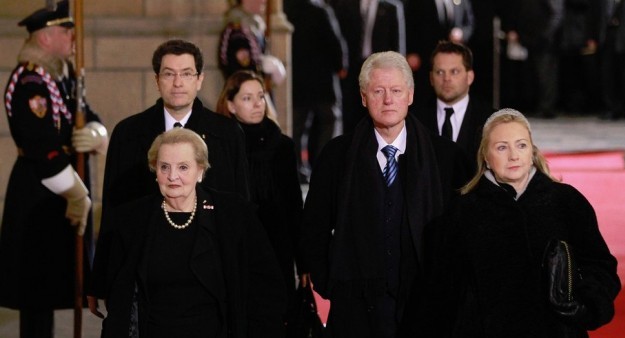 When Vaclav Havel, the 1st President of the Czech Republic died in 2011, Bill and Hillary Clinton and Madeline Albright attended the funeral to support the former playwright, poet, dissident and politician.  Others refused to attend, however, criticizing him for his support of NATO's bombing of Yugoslavia and his humanitarian hypocrisy.  In the course of the campaign, NATO launched 2,300 missiles at 990 targets and dropped 14,000 bombs.  Thousands of civilians were killed or injured,  and more than 40,000 homes damaged or destroyed, in addition to schools, libraries, and hospitals.  Many of the casualities were forced to flee the area, including over 200,0000 ethnic Serbs who left their homeland in Kosovo. For more info, please read:  http://jurist.law.pitt.edu/hayden.htm  http://jurist.law.pitt.edu/hayden.htm
