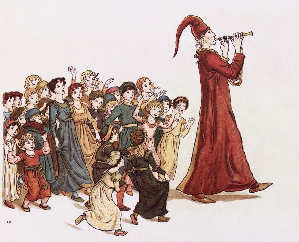 As the legend goes, the German town of Hamelin was overrun with rodents and hired the rat catcher Pied Piper to lead them into the river with his music.   When he completed the job and the town refused to pay him, however, he returned later to take out his revenge.   Dressed in colorful clothing and playing his pipe, he led 130 children  out of the town and into a cave where they were never seen again.