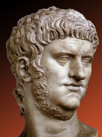 Perhaps one of the most famous of the Roman Emperors, Nero  was initially popular with the people.   A chariot car racer, actor, singer and poet,  he knew how to gain public affection but later lost their respect with his lavish lifestyle, his personal life and the tortuous burning of Christians.  Accused of killing his mother, poisoning his step-brother and kicking his pregnant wife to death,  few know that toward the end of his life he married a freedman named Sporus  who he had castrated and supposedly bore a strong resemblance to his wife Sabina.  After being declared a pubic enemy by the Senate, he committed suicide in 68 A.D.