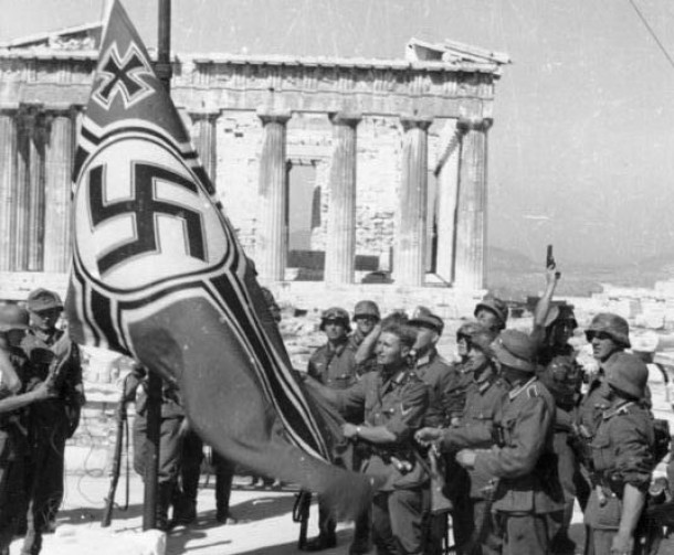 In May 2013, Greece presented Germany with a bill in the amount of $200 billion for WWII reparations and for the repayment of a forced loan Greece gave Germany during the occupation. Over 250,000 Greeks were killed when the Nazis invaded in April 1941. Some towns lost every man over the age of 12. Many Greeks had NOTHING after the Nazis left, and some said even their shoelaces were taken.